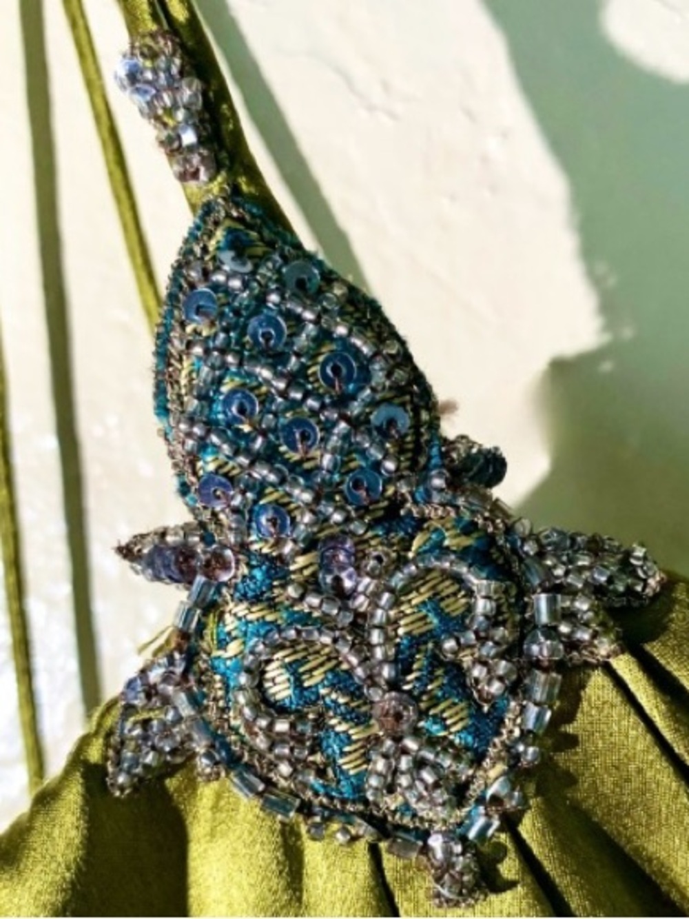 Badgley Mischka Green Rhinestone Cocktail Dress Size 6 - Picture 11 of 15